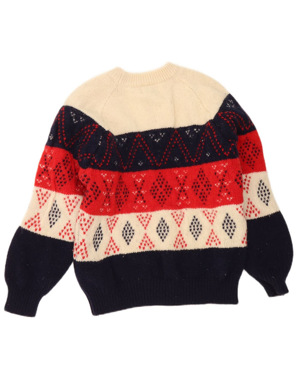 Dziewczęcy sweter z okrągłym dekoltem Benetton 11-12 lat, wielokolorowy, geometryczny