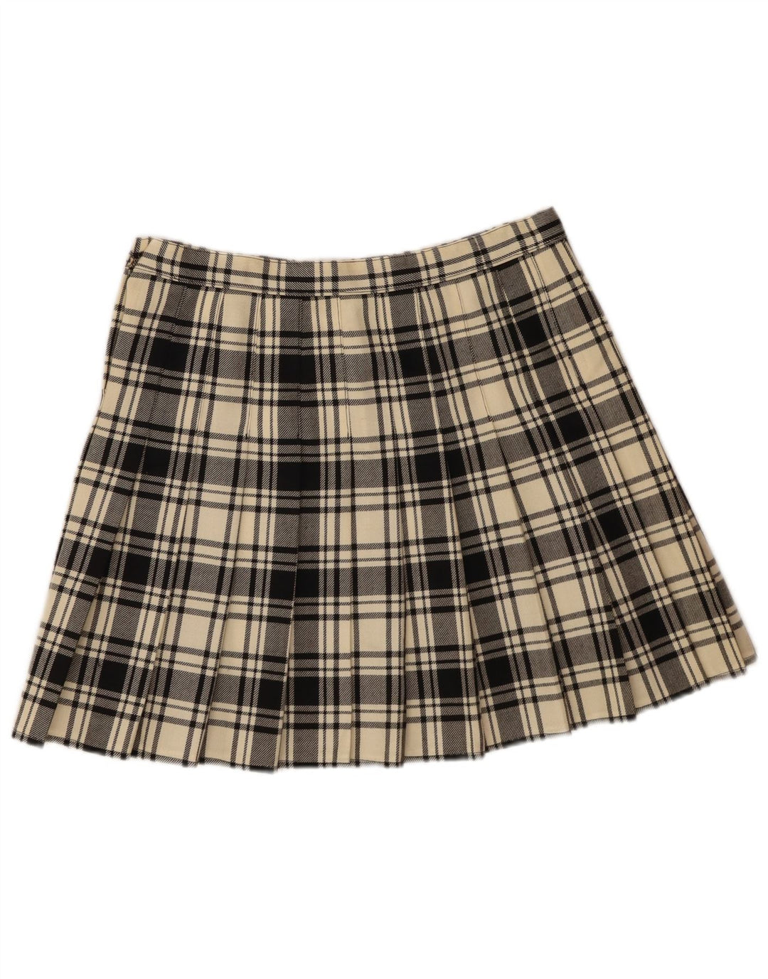 Damska spódniczka mini VINTAGE W30 Średnia biała krata z dziewiczej wełny