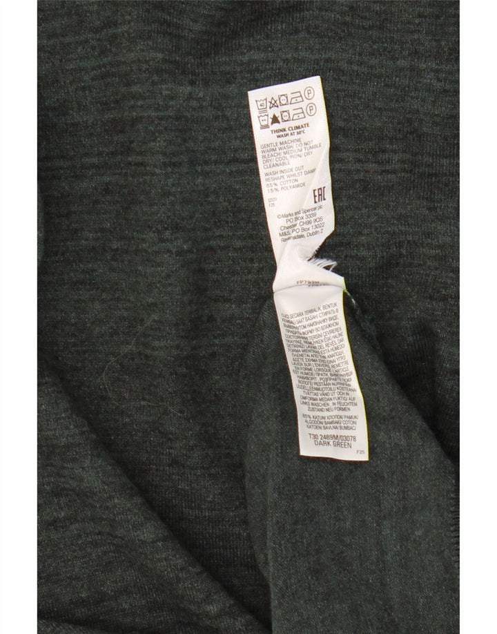 Marks & Spencer Męski sweter z golfem, średni, bawełniany khaki w paski