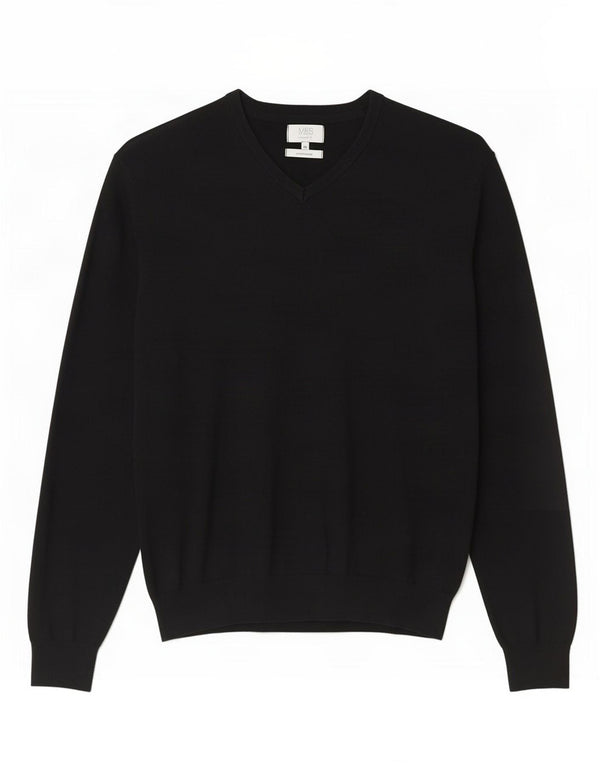 Marks & Spencer Męski sweter o regularnym kroju z dekoltem w kształcie litery V, XL, czarny, bawełniany