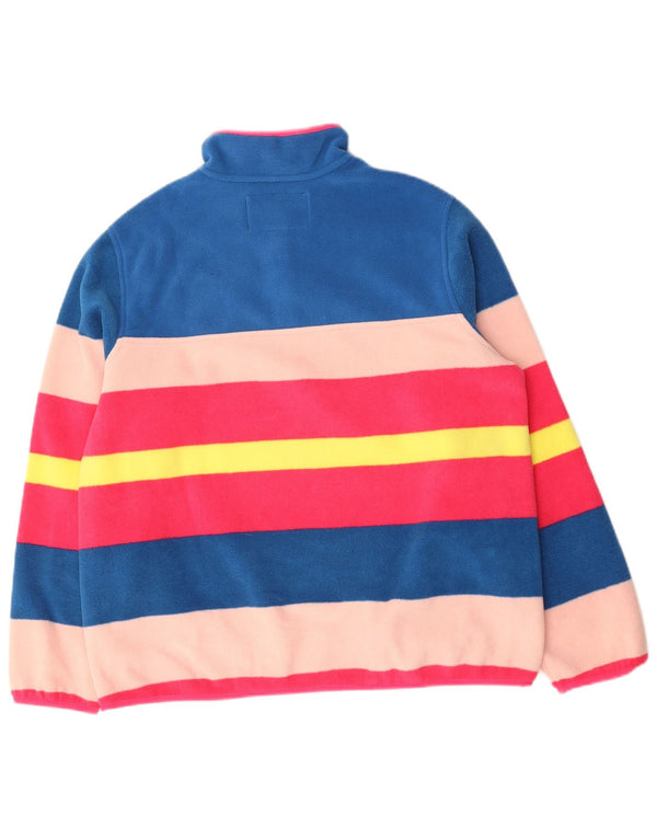Damski sweter oversize Lands End z polaru UK 16, duże, wielokolorowe paski