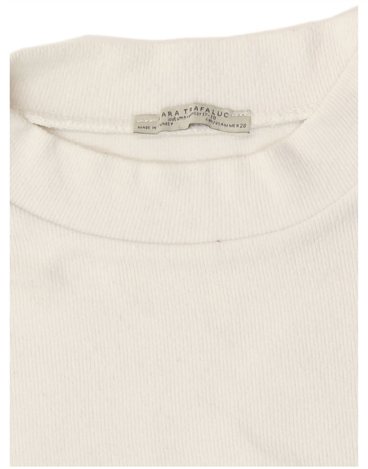 Damska koszulka Crop Top Zara UK 12, średnia biała bawełna