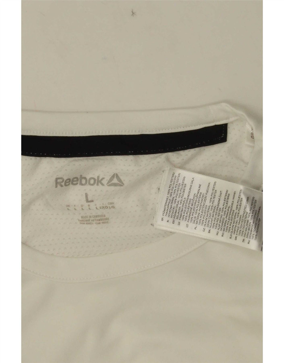 T-shirt męski Reebok, duży, biały, z blokami kolorów, poliester