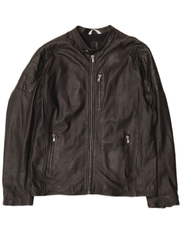 Męska skórzana kurtka wyścigowa Bayside UK 42 XL, czarna skóra