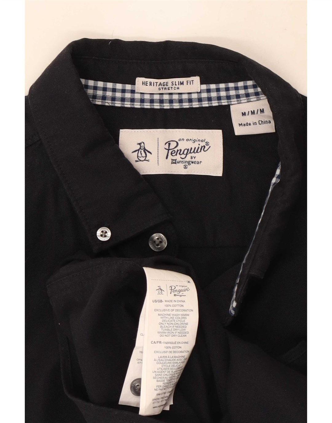 Koszula męska Penguin Heritage Slim Fit, średnia, granatowa, bawełniana