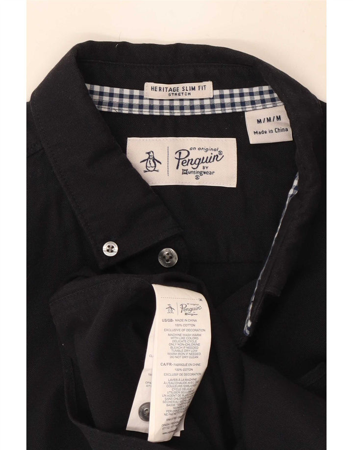 Koszula męska Penguin Heritage Slim Fit, średnia, granatowa, bawełniana