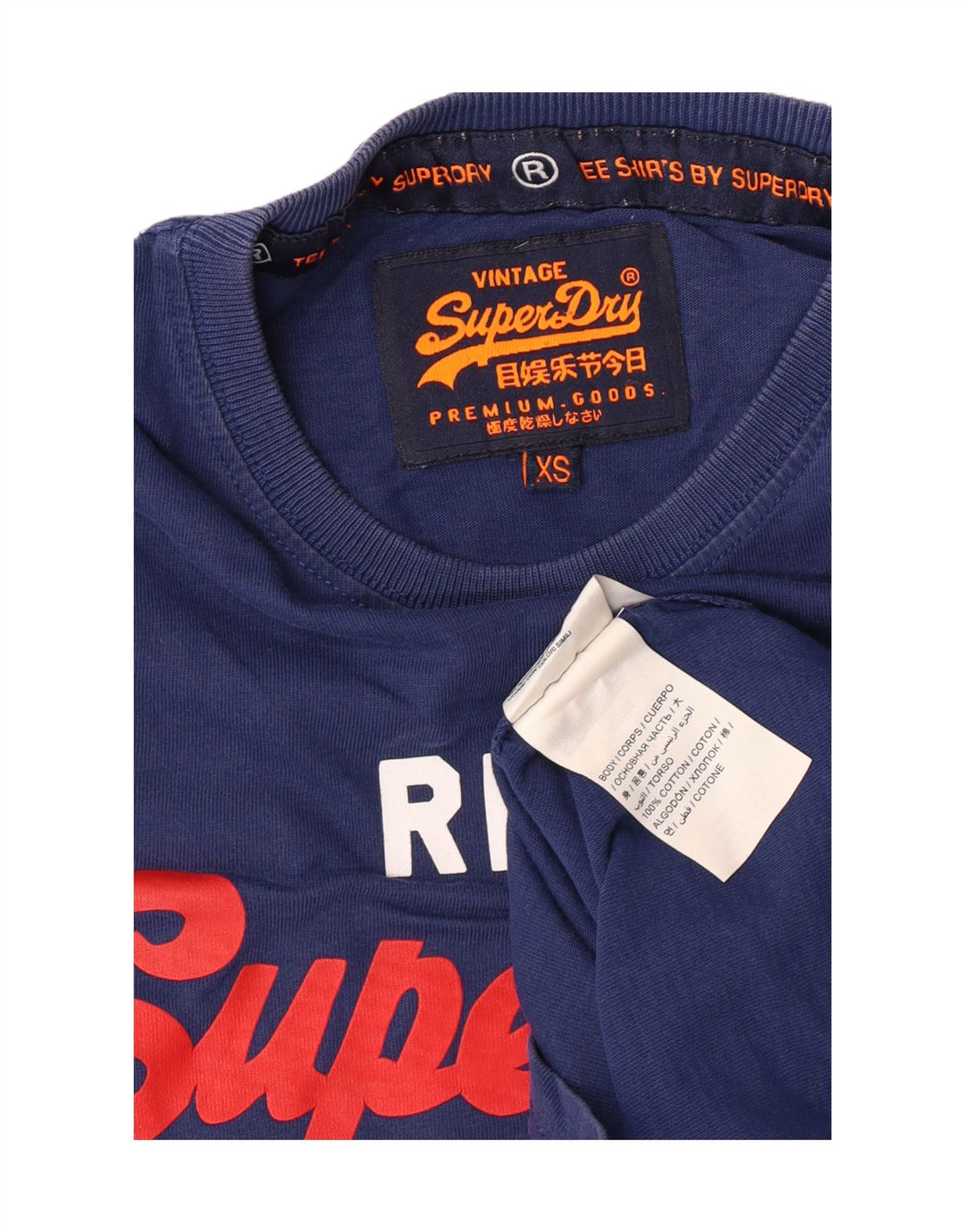 Męski T-shirt z grafiką Superdry Top XS, bawełniany, granatowy