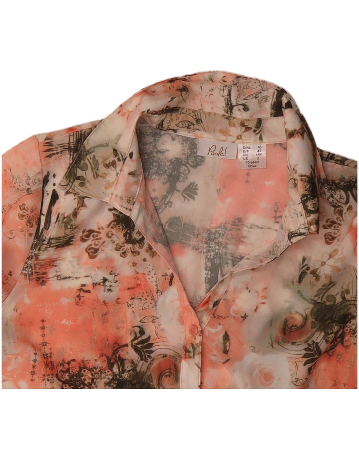 VINTAGE Womens Shirt UK 14 Medium Pink Floral Polyester