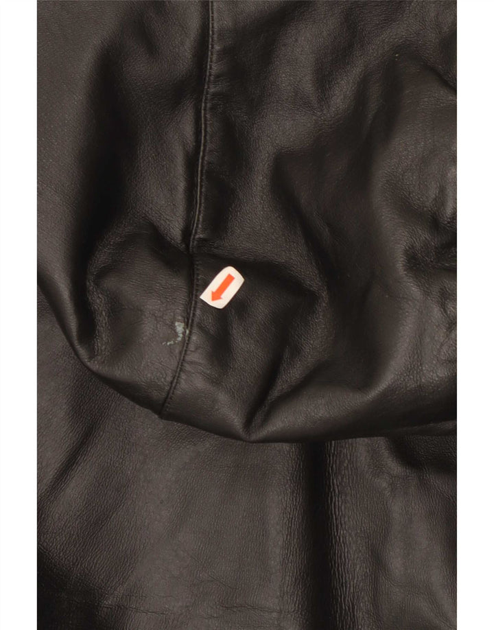 Vintage męska kurtka skórzana z kapturem IT 54 2XL czarna