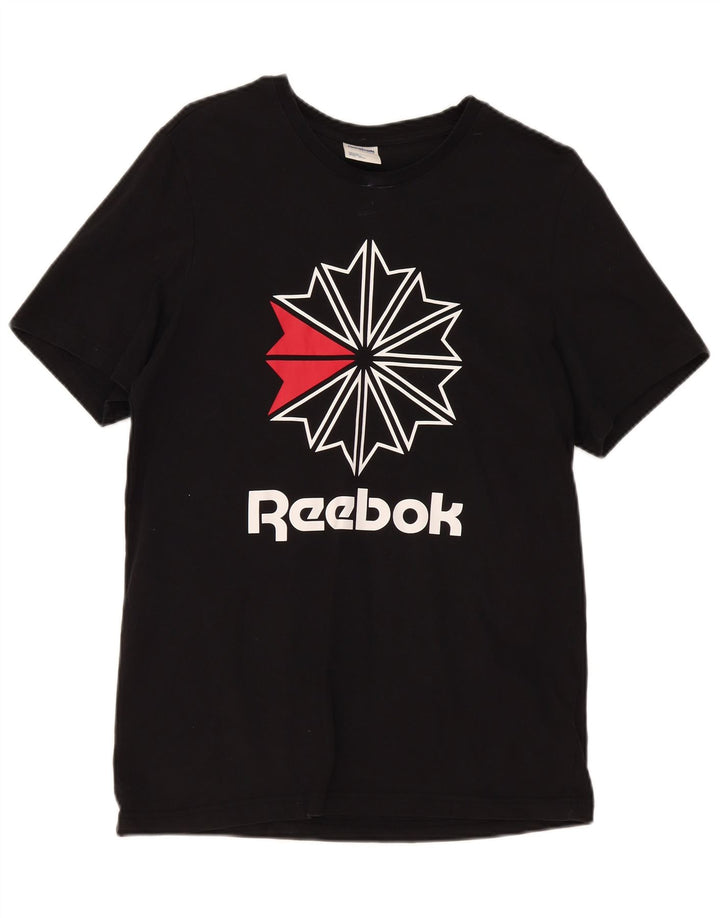Męska koszulka Reebok z grafiką, duża, czarna, bawełniana