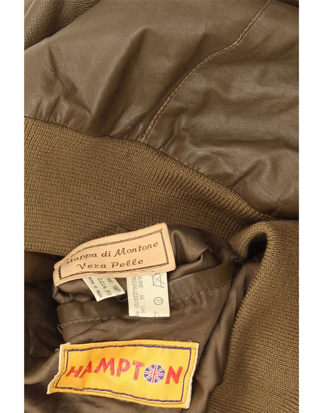 Vintage męska kurtka skórzana UK 38, średnia skóra khaki