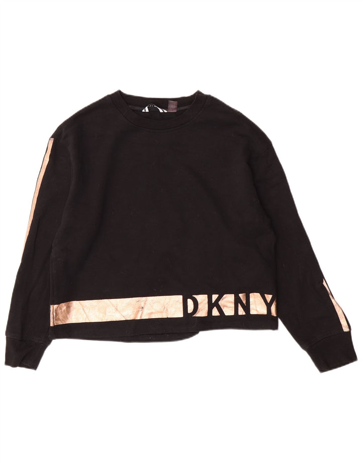 Damski sweter oversize Dkny Crop UK 10, mały, czarny, z blokami kolorów