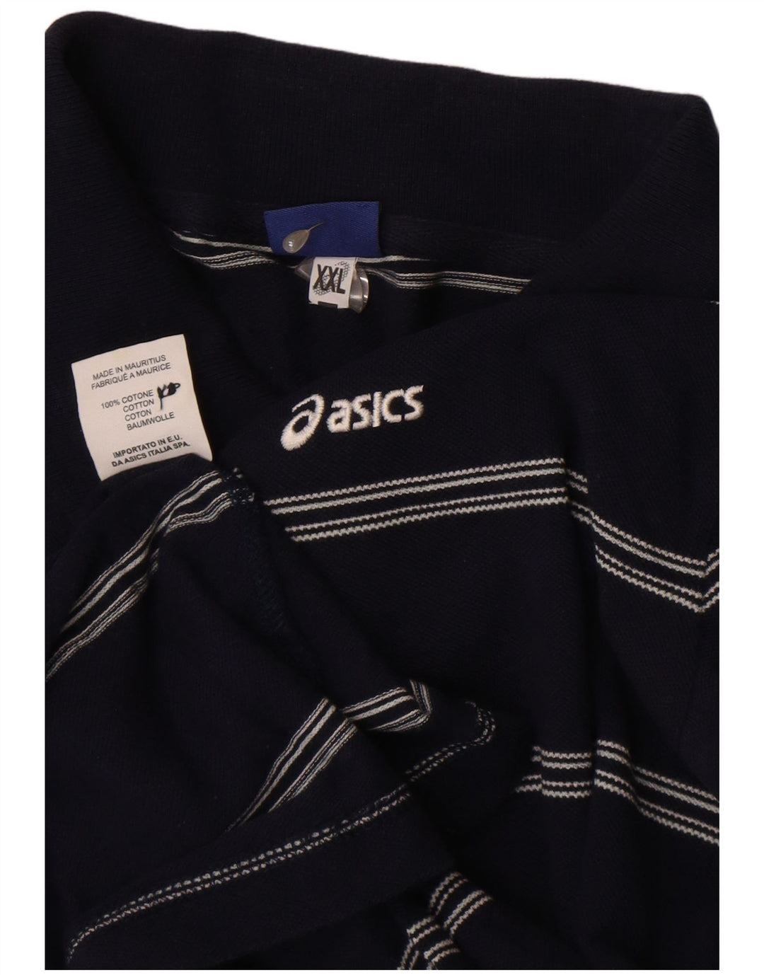 Męska koszulka polo ASICS 2XL, bawełniana w granatowe paski