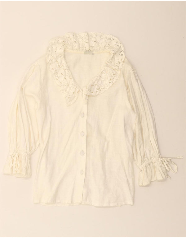 HESS FRACKMANN Damska bluzka koszulowa z rękawem 3/4 EU 38 Średnia złamana biel, lniana