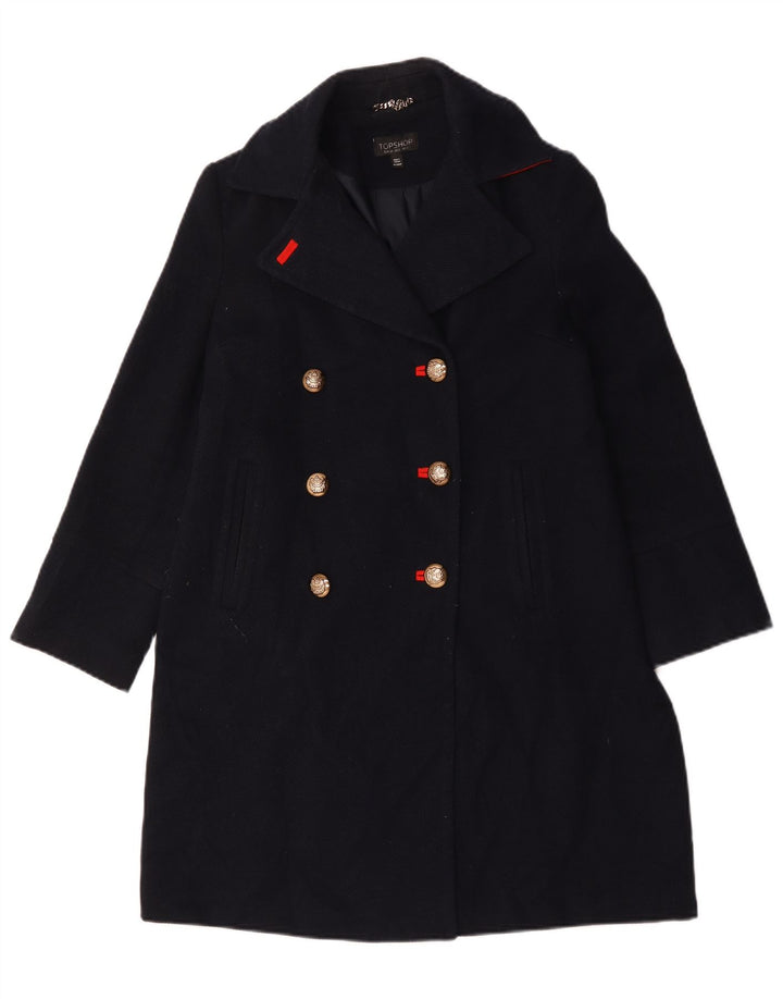 Topshop damski płaszcz oversize z podwójnymi piersiami UK 6 XS granatowy poliester