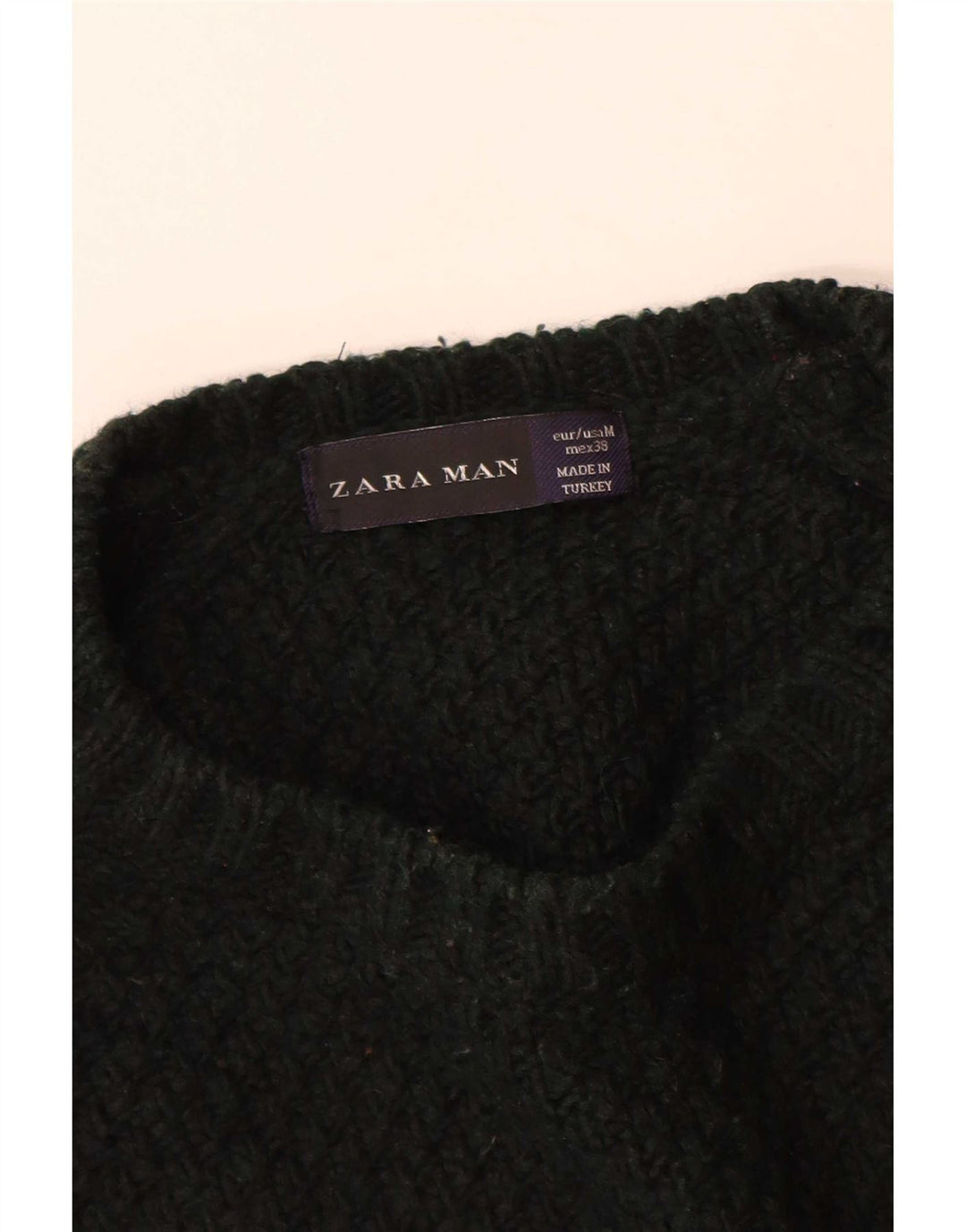 Męski sweter z okrągłym dekoltem Zara, średni czarny akryl