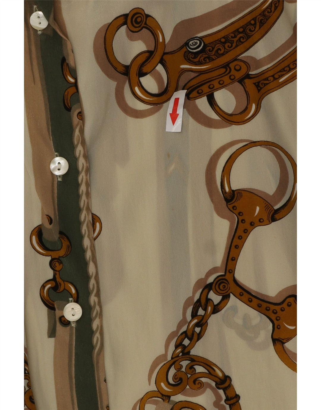 Damska bluzka koszulowa w stylu vintage w abstrakcyjny wzór IT 46 Duży beżowy octan