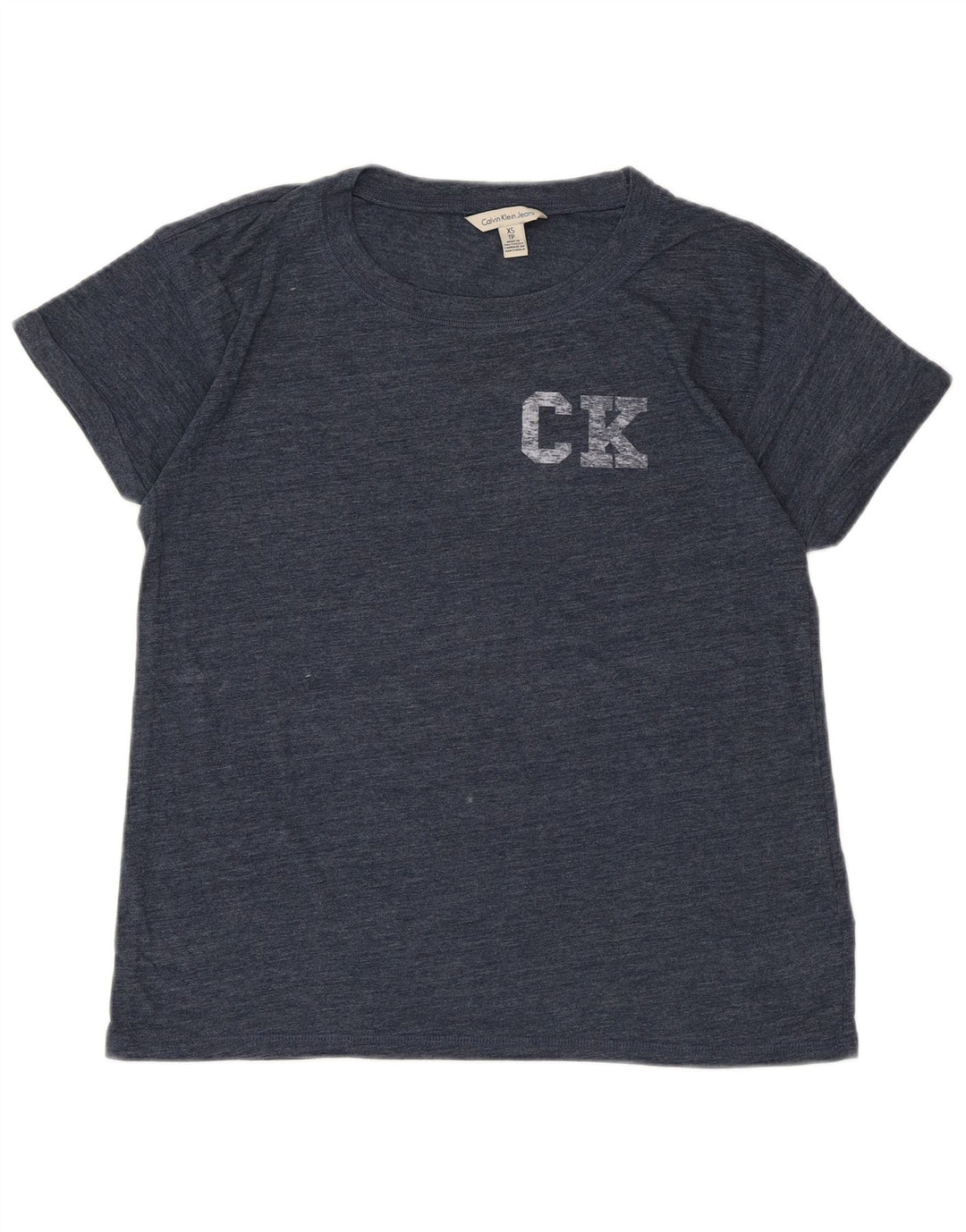 Damski T-shirt z grafiką CALVIN KLEIN JEANS Top UK 6 XS Granatowy nakrapiany