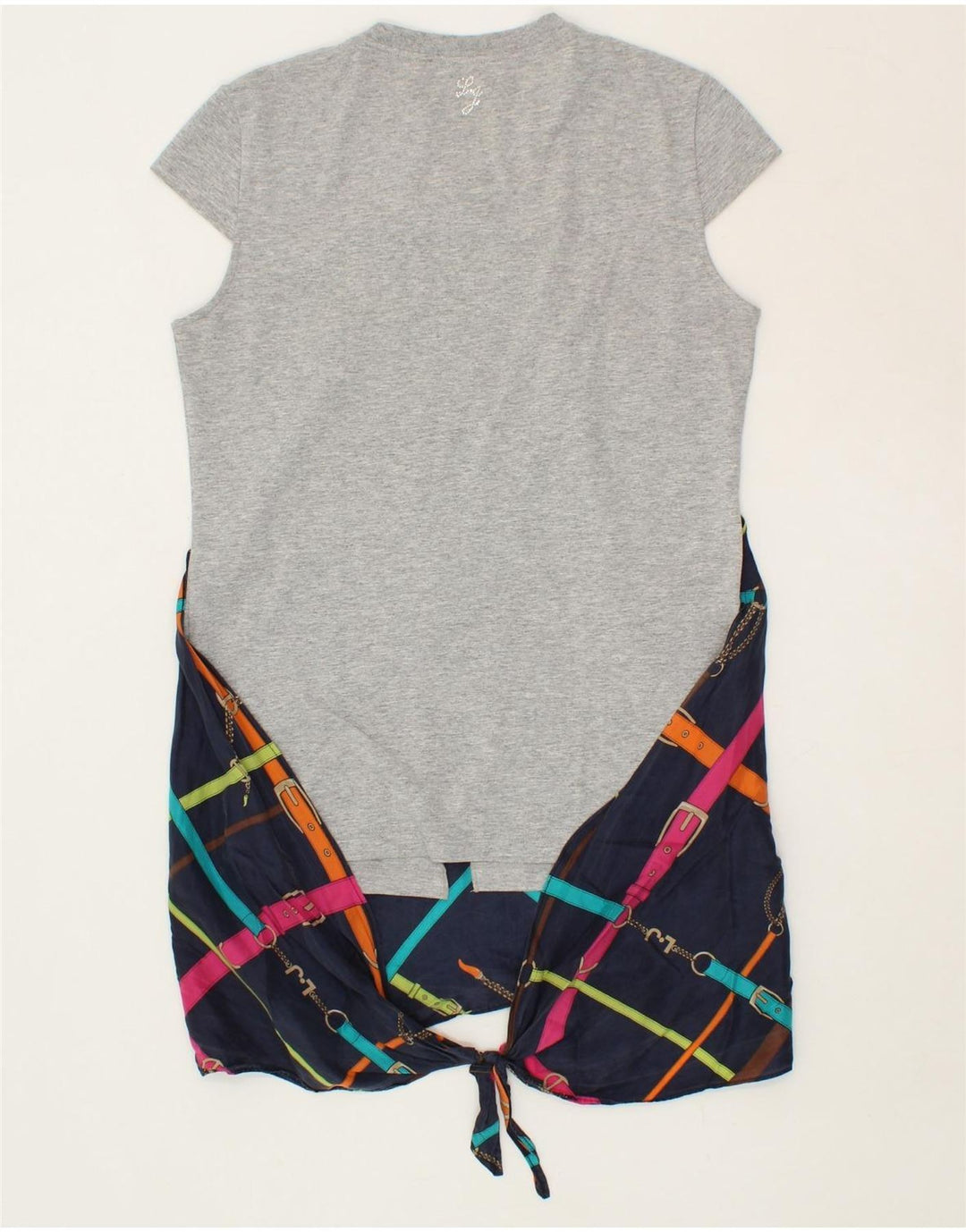LIU JO Womens Blouse Top UK 10 Small Grey Colourblock Silk Vintage Liu Jo and Second-Hand Liu Jo from Messina Hembry 