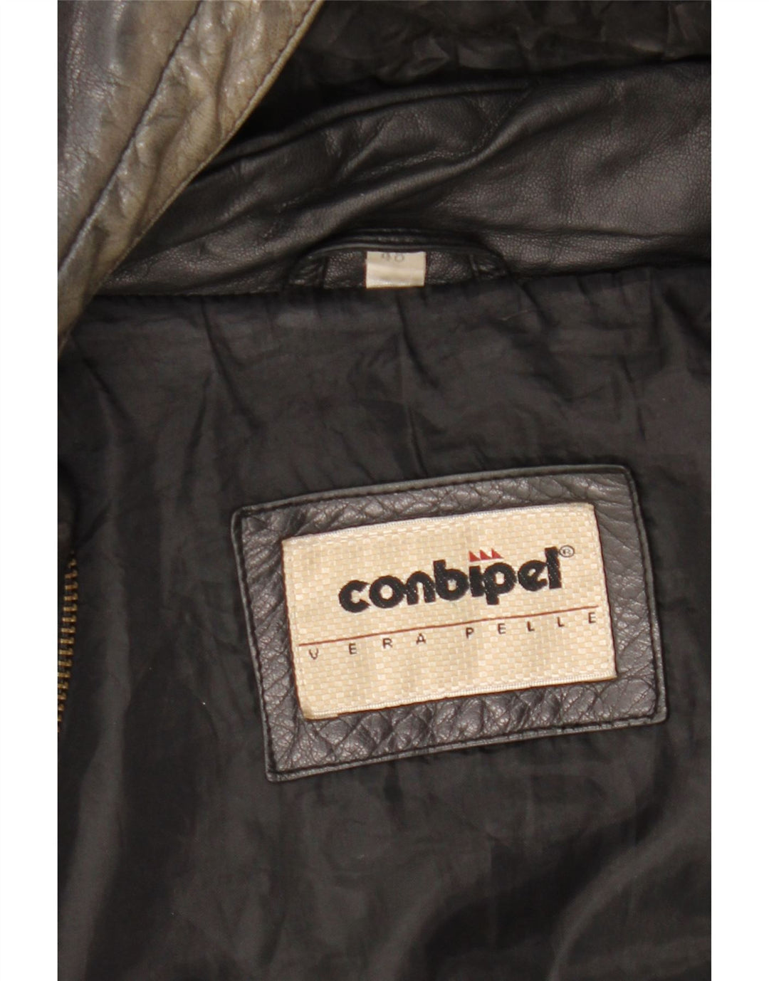 Conbipel Męska kurtka skórzana z kapturem i luźnym krojem IT 48 Średnia czarna skóra