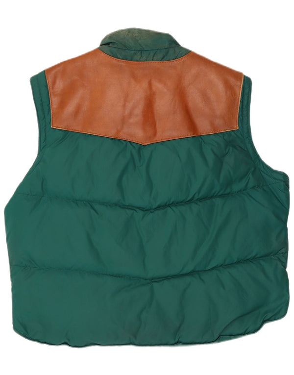 Męska wyściełana skórzana kamizelka Charro US 50 5XL w kolorze zielonym