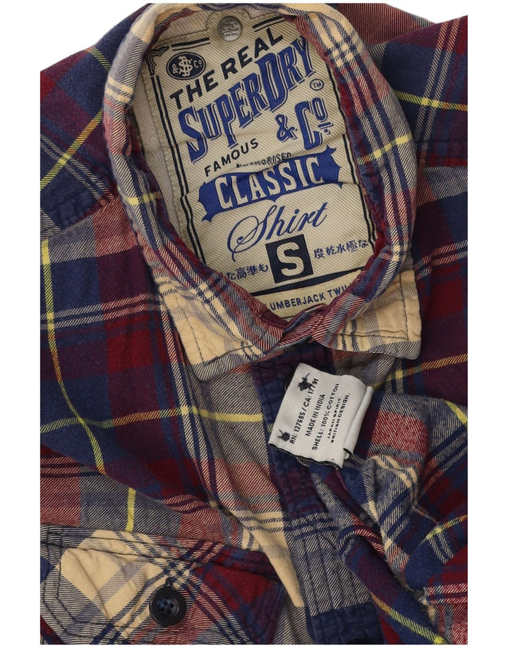 Męska koszula flanelowa Superdry w małą wielobarwną kratę, bawełniana