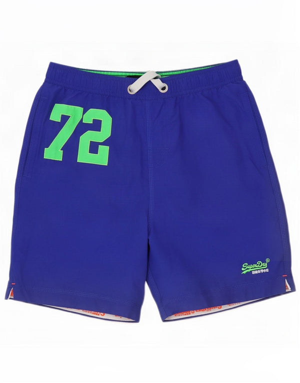 Męskie spodenki kąpielowe Superdry z grafiką, duże, niebieskie, poliestrowe