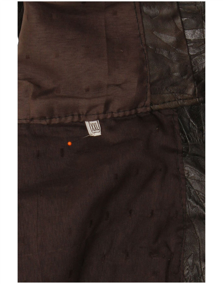 Męska kamizelka skórzana VINTAGE 2XL w kolorze brązowym, patchworkowa