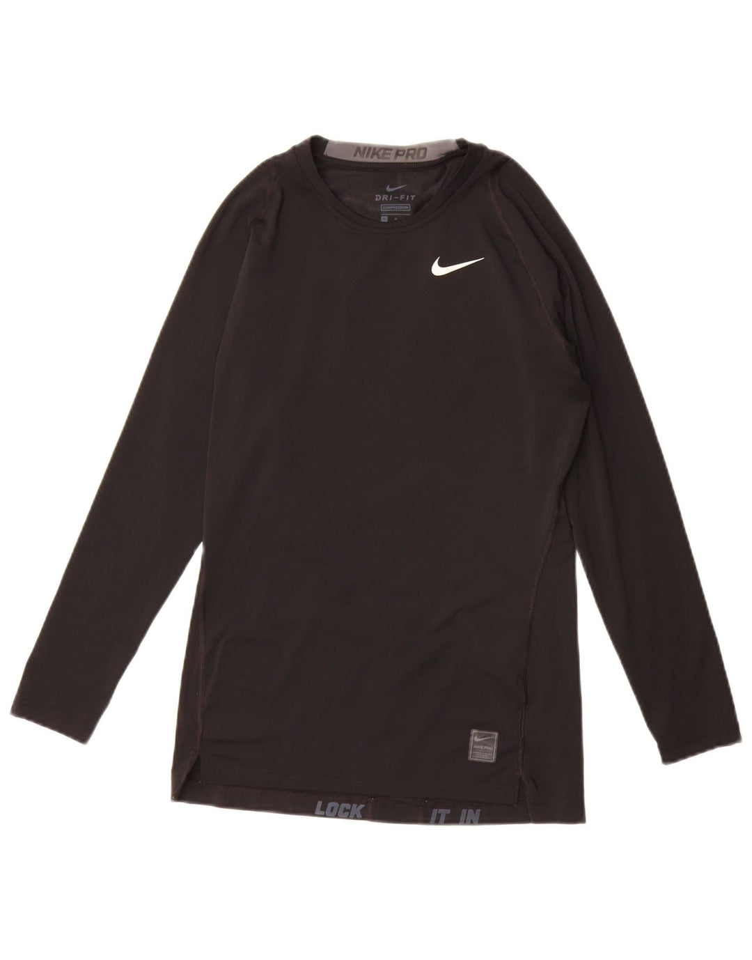 Męska koszulka NIKE Dri Fit z graficznym długim rękawem, średni czarny poliester