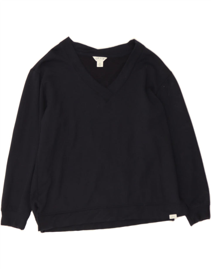 ORVIS Womens Loose Fit Sweatshirt Jumper UK 16 Large Black Vintage Orvis and Second-Hand Orvis from Messina Hembry 