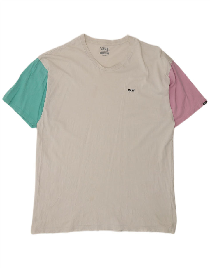 Męska koszulka t-shirt Vans Classic Fit, 2XL, biała, z blokami kolorów