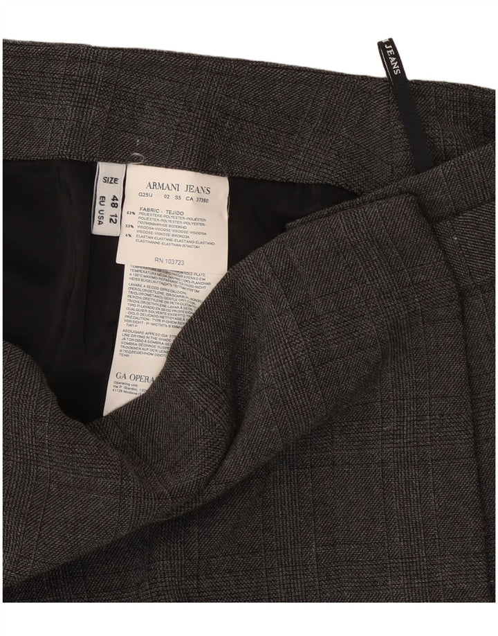 Damska spódnica kopertowa Armani Jeans US 12, duża, W34, szary poliester w kratę