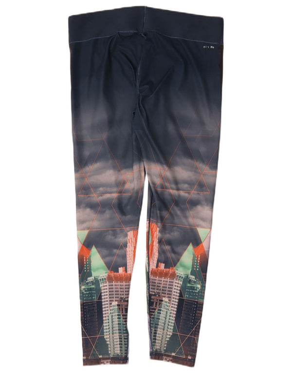 Legginsy Adidas Damskie Climalite Graphic UK 16/18 Duże Granatowe
