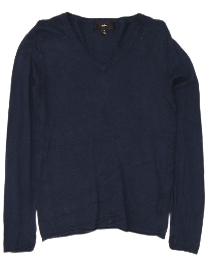 Damski sweter MOSSIMO z dekoltem w kształcie litery V, UK 12, średni granatowy nylon