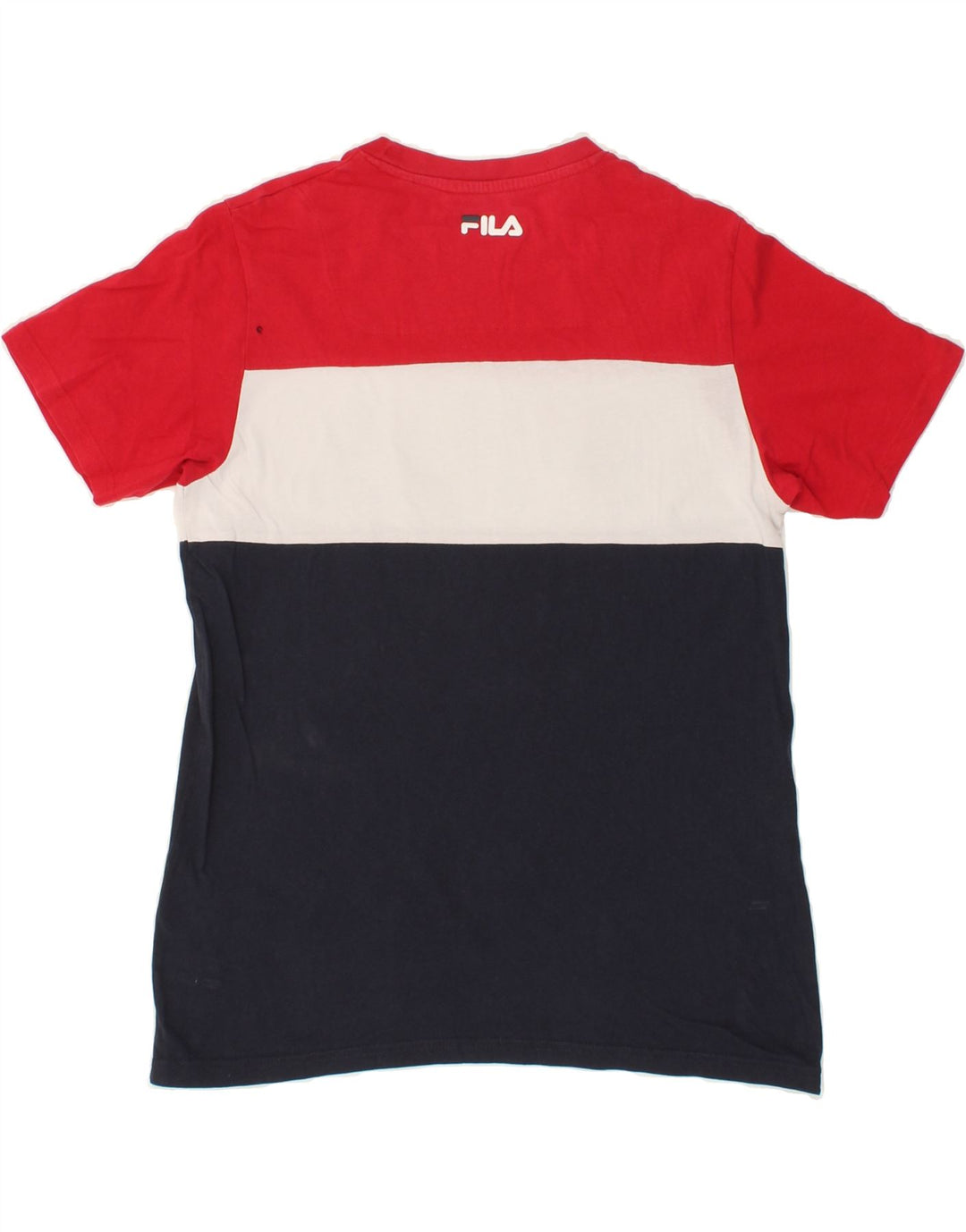 FILA Mens Graphic T-Shirt Top Small Multicoloured Colourblock Cotton Vintage Fila and Second-Hand Fila from Messina Hembry 