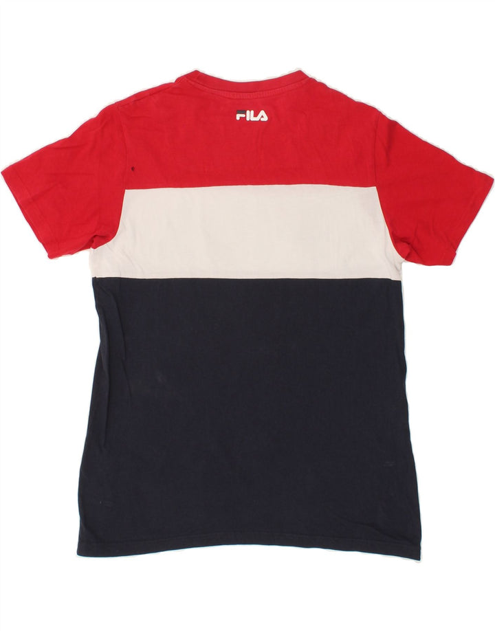 FILA Mens Graphic T-Shirt Top Small Multicoloured Colourblock Cotton Vintage Fila and Second-Hand Fila from Messina Hembry 