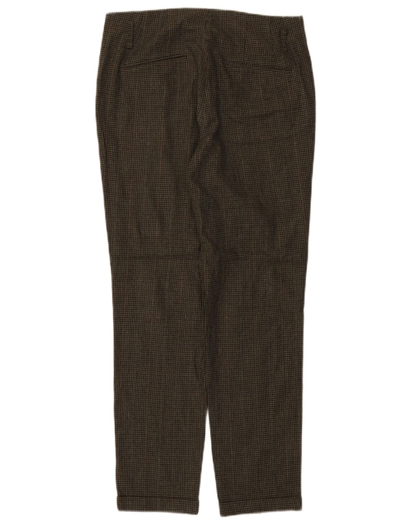 Damskie proste spodnie Zara XS W25 L27 Zielona wiskoza w pepitkę