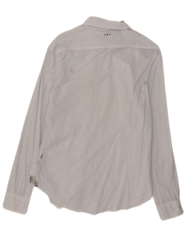 Koszula męska Napapijri Slim Fit, średnia, biała w cętki