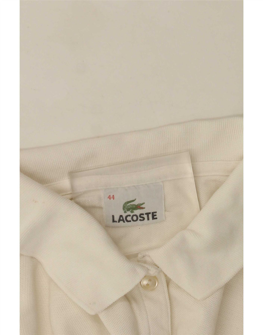 Damska koszulka polo Lacoste z długim rękawem, rozmiar 44, duża biała