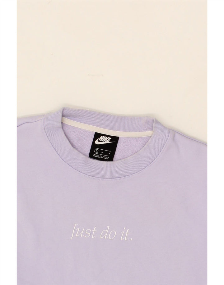NIKE Womens Oversized Graphic Sweatshirt Jumper UK 14 Medium Purple Cotton Vintage Nike and Second-Hand Nike from Messina Hembry 