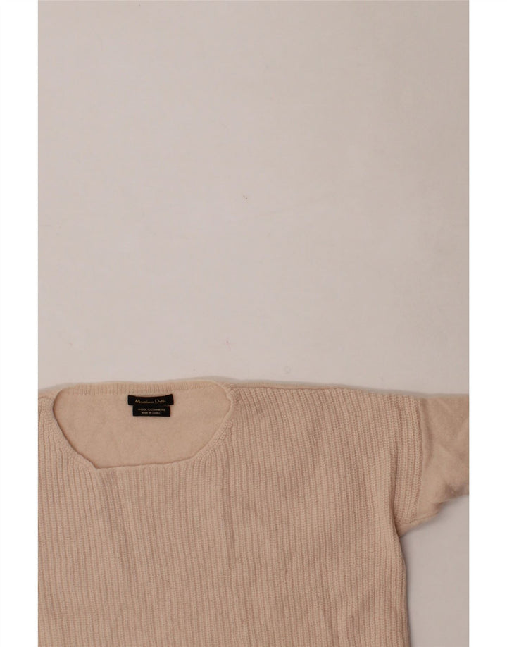 MASSIMO DUTTI Womens Crew Neck Jumper Sweater UK 14 Medium Beige Vintage Massimo Dutti and Second-Hand Massimo Dutti from Messina Hembry 