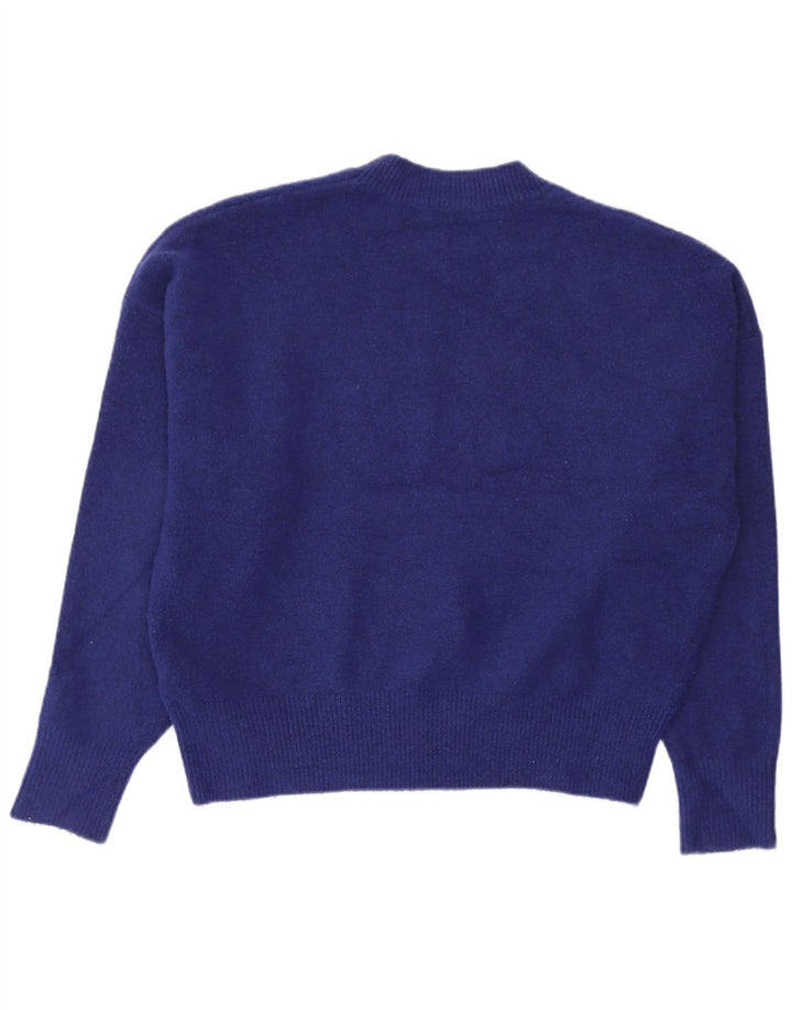 Damski sweter oversize Zara z okrągłym dekoltem UK 14, średni niebieski akryl