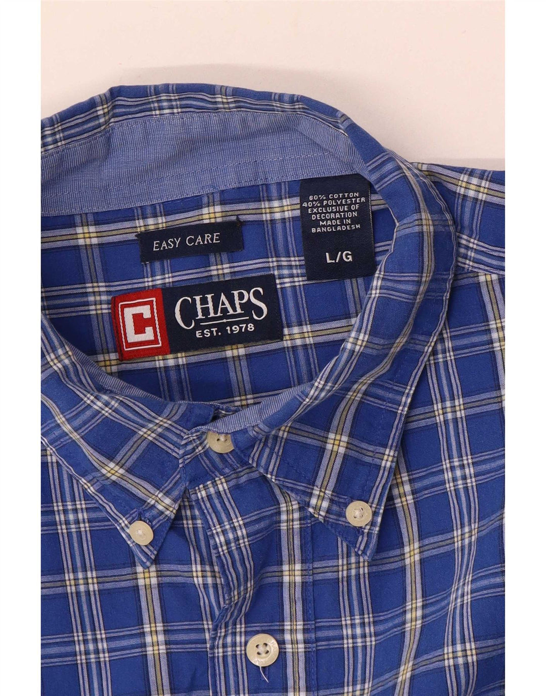 Koszula męska Chaps Easy Care, duża, niebieska, bawełniana w kratę