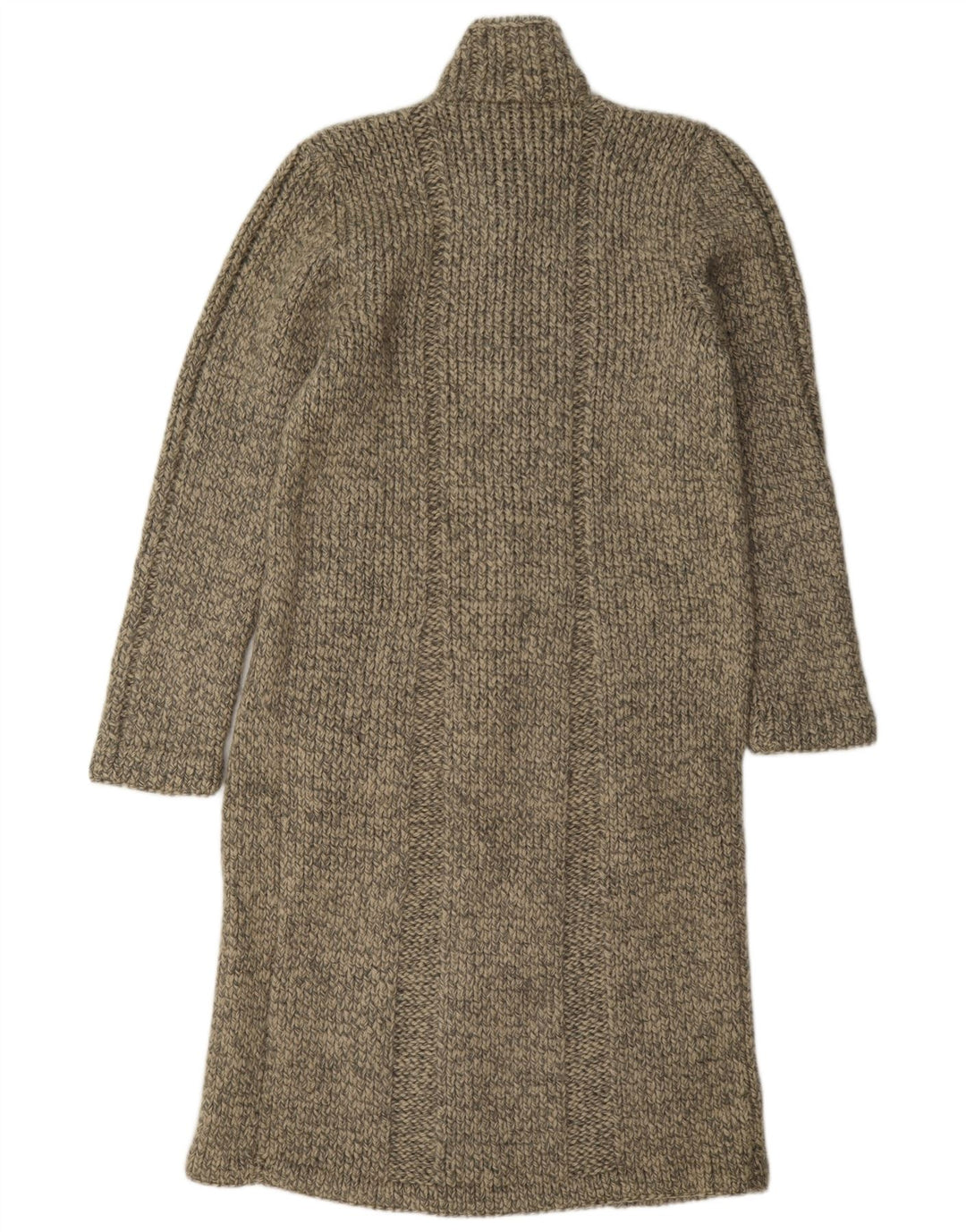 Vintage damski sweter rozpinany o przedłużonym fasonie UK 14, średni szary, nakrapiany