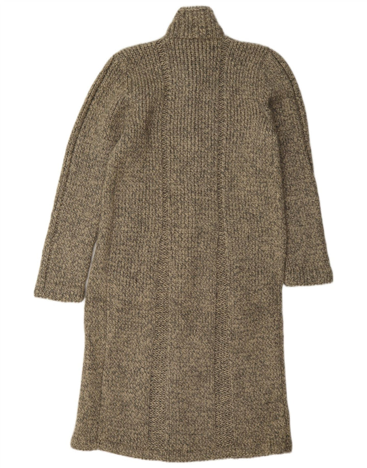 Vintage damski sweter rozpinany o przedłużonym fasonie UK 14, średni szary, nakrapiany
