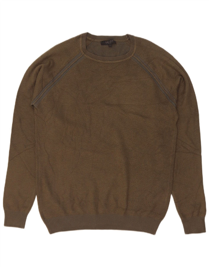 Męski sweter Liu Jo z okrągłym dekoltem, duża wiskoza khaki