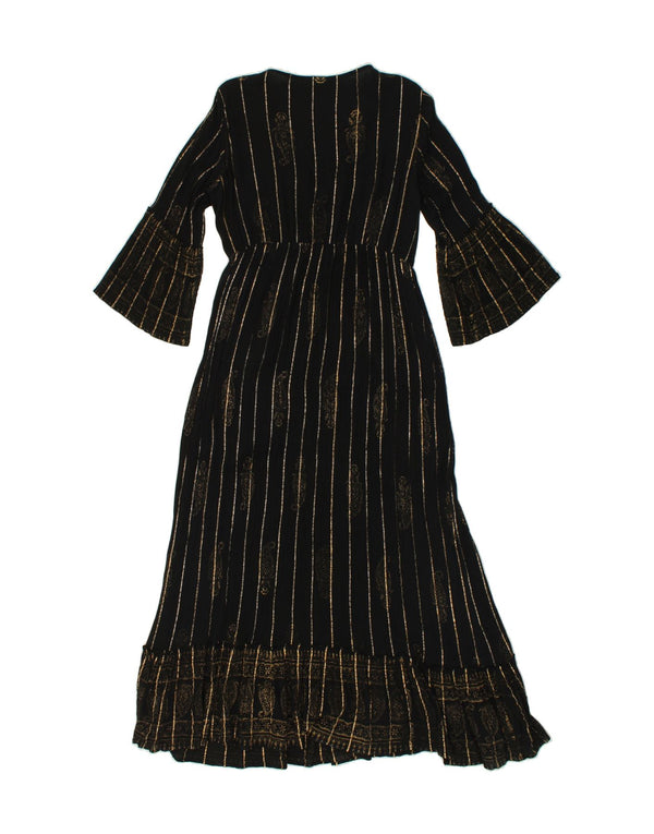 VINTAGE Womens 3/4 Sleeve Maxi Dress One Size Black Striped