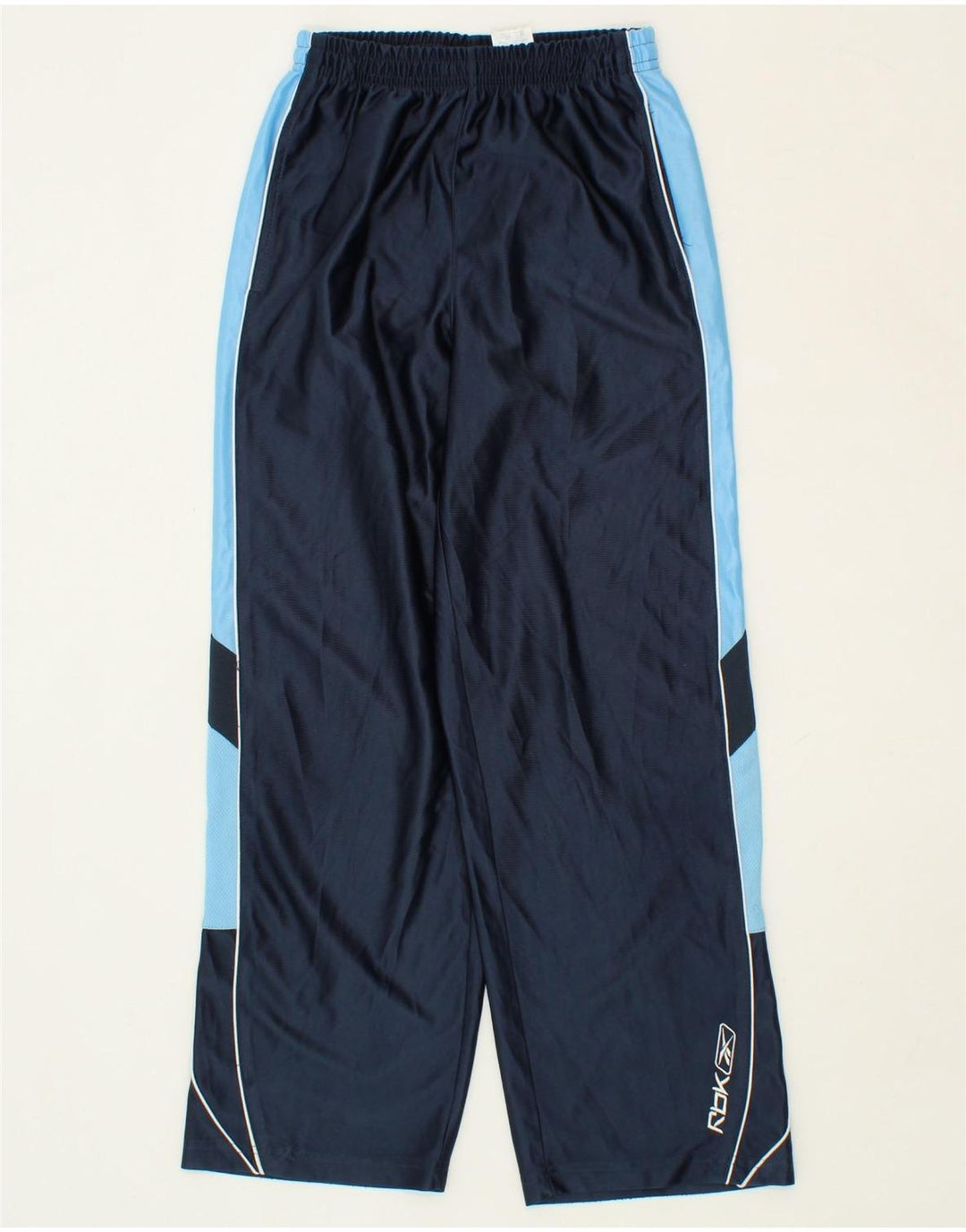 REEBOK Boys Tracksuit Trousers 9-10 Years Medium Navy Blue Colourblock Vintage Reebok and Second-Hand Reebok from Messina Hembry 