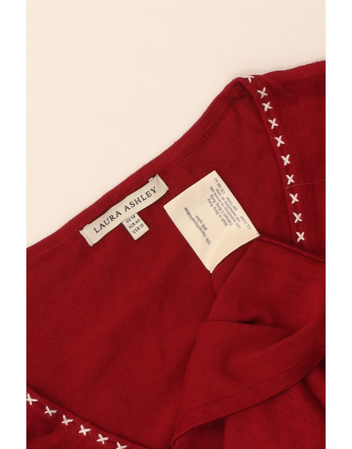 LAURA ASHLEY Damski sweter rozpinany UK 14, średnio czerwona wiskoza