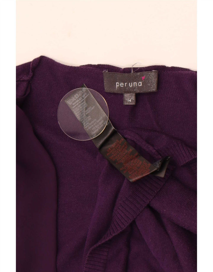 Marks & Spencer Damski sweter rozpinany UK 14, średni fiolet, bawełna